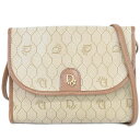 本物 クリスチャン ディオール Christian Dior ハニカム柄 ショルダーバッグ ポシェット PVC ベージュ バッグ 中古