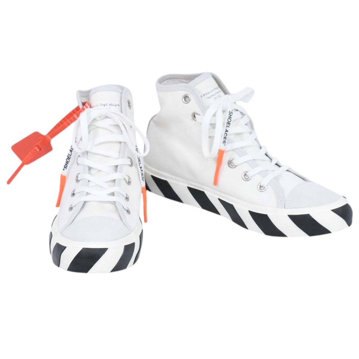 本物 オフホワイト OFF-WHITE キャンバス スニーカー 41 ホワイト ピンク オレンジ メンズ 靴 シューズ 中古