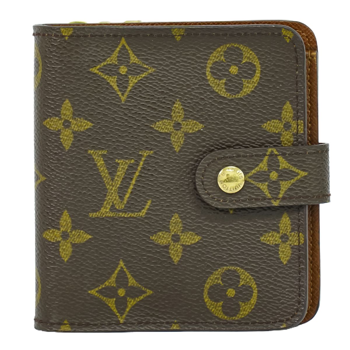 本物 ルイヴィトン LOUIS VUITTON LV コンパクトジップ モノグラム 折財布 コンパクトウォレット ブラウン M61667 ビトン 財布 ウォレット 中古