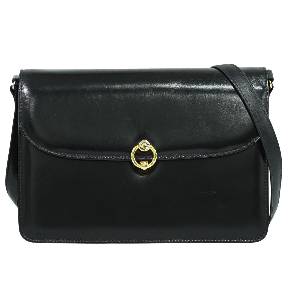 本物 グッチ GUCCI レザー 2WAY ショルダーバッグ クラッチバッグ ポシェット ブラック バッグ 中古・