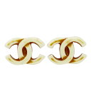 本物 シャネル CHANEL ココマーク イヤリング プラスチック ホワイト ブラウン Coco Mark アクセサリー ジュエリー 中古