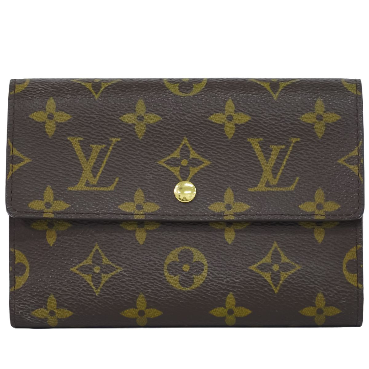 本物 ルイヴィトン LOUIS VUITTON LV ポルトトレゾール エテュイシェキエ モノグラム 折財布 ブラウン M61200 Porte Tresor ビトン 財布 ウォレット 中古