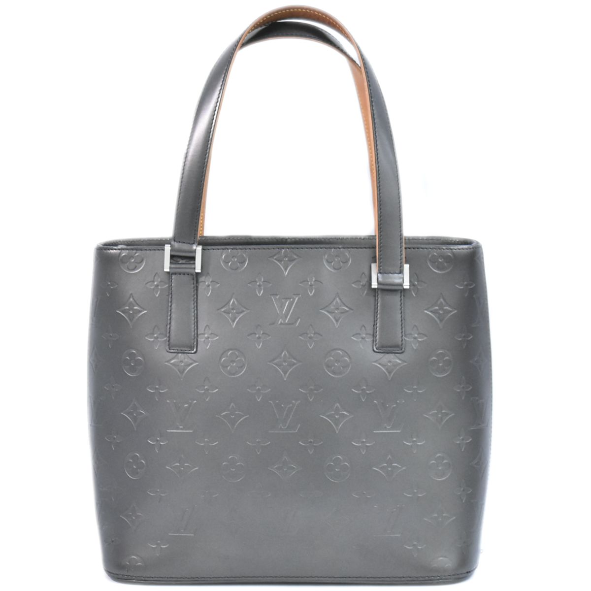 本物 ルイヴィトン LOUIS VUITTON LV ストックトン モノグラムマット レザー トートバッグ ハンドバッグ ノワール ブラック M55112 ビトン バッグ 中古