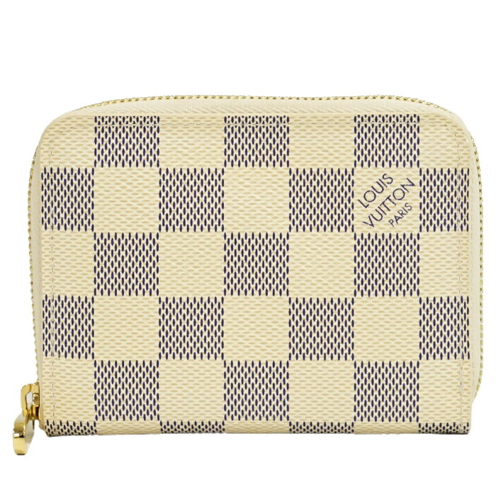 本物 ルイヴィトン LOUIS VUITTON LV ジッピーコインパース ダミエ アズール コインケース 小銭入れ グレー ホワイト N63069 Zippy Coin Purse ビトン 財布 ウォレット 中古