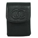 本物 シャネル CHANEL ココマーク シガレットケース タバコケース ポーチ キャビアスキン レザー ブラック Coco Mark 雑貨 小物 中古・