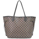 本物 ルイヴィトン LOUIS VUITTON LV 旧型 ネヴァーフル MM ダミエ エベヌ トートバッグ ショルダーバッグ ブラウン N51105 Neverfull バッグ 中古