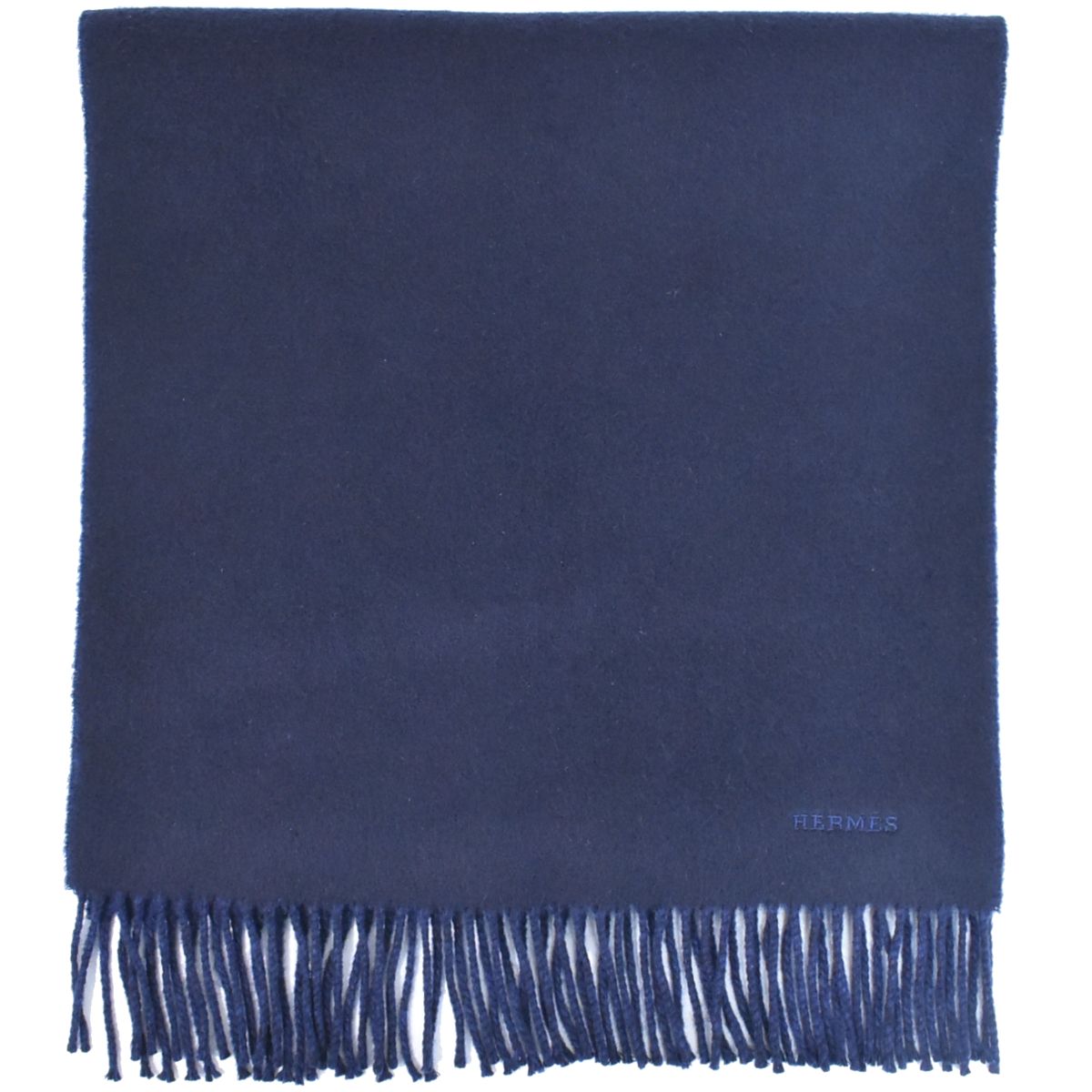 楽天BRAND BOX本物 エルメス HERMES カシミヤ マフラー ネイビー 服飾小物 中古・