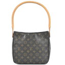 本物 ルイヴィトン LOUIS VUITTON LV ルーピング MM モノグラム ショルダーバッグ ハンドバッグ ブラウン M51146 Looping ビトン バッグ 中古