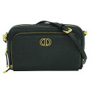本物 クリスチャン ディオール Christian Dior カロ ダブルポーチ ショルダーバッグ ポシェット レザー ブラック バッグ 中古・