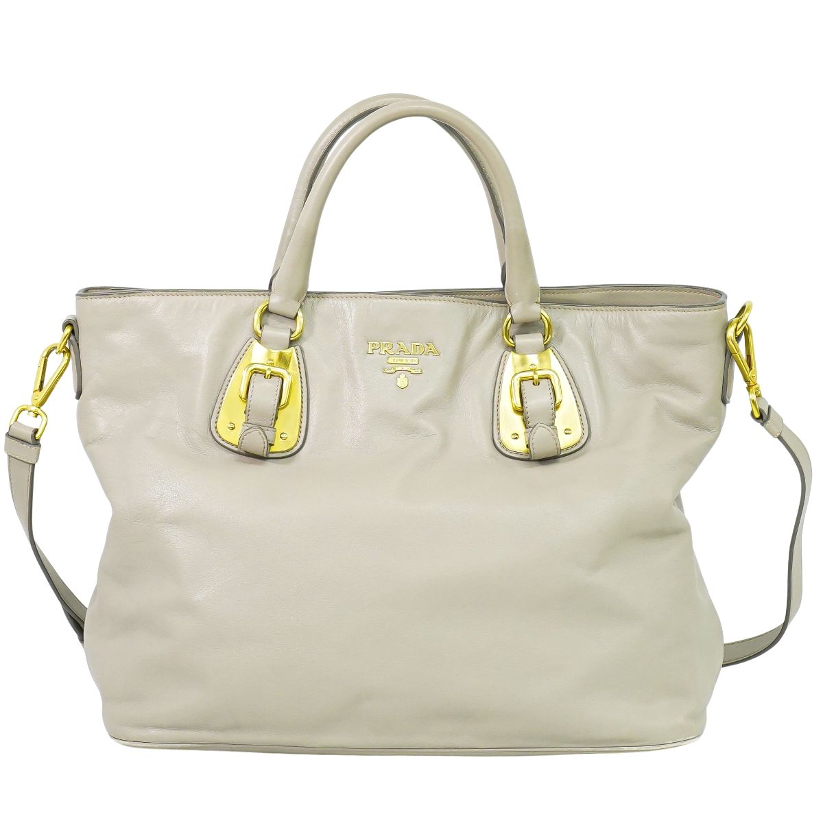 楽天BRAND BOX本物 プラダ PRADA レザー 2WAY ショルダーバッグ ハンドバッグ グレー バッグ 中古・