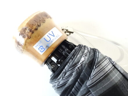 ★★送料無料UV加工撥水加工メンズ晴雨兼用日傘3段折畳傘安全ロクロ竹バンブー持ち手紳士傘傘かさカサ日傘遮光雨傘軽量丈夫折りたたみ傘チェックグレー系