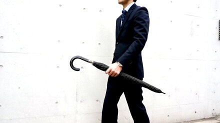 全品送料無料クラシコメンズステッチレザー高級紳士傘軽量グラスファイバー骨傘かさカサ大きい雨傘メンズ8本骨ブランドメンズファッション豪雨保証付きワンタッチタイプジャンプストライプブラック◎