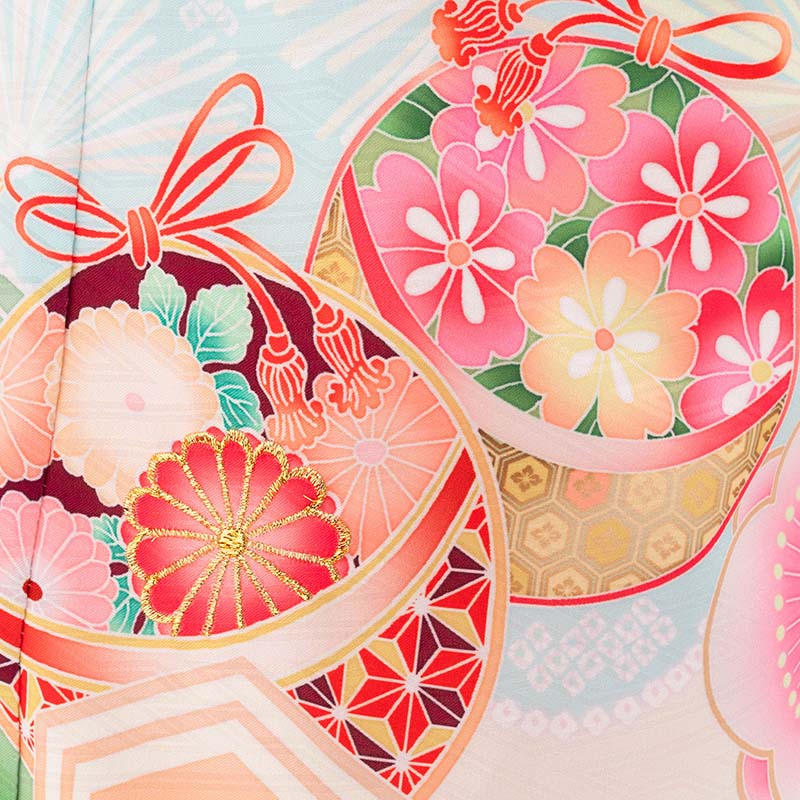 【レンタル】七五三 着物 7歳 女の子 120サイズ レンタル 四つ身 着物 (着付け 簡単) 白 パステルピンク 松竹梅 (7095) 3