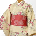【レンタル】着物 レンタル 春秋冬用 レディース 袷 小紋 セット「Lサイズ」白 桜 (1008)