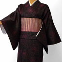 【レンタル】着物 レンタル 春秋冬用 レディース 袷 小紋 セット「Mサイズ」黒・モダン・バラ hiromichi nakano (1061)