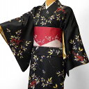【レンタル】着物 レンタル 春秋冬用 レディース 袷 小紋 セット「Lサイズ」黒・南天 hiromichi nakano (1068)