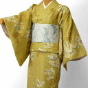 【レンタル】着物 レンタル 春秋冬用 レディース 袷 小紋 セット「Mサイズ」うぐいす色・りんどう (1121)