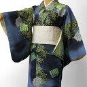 【レンタル】着物 レンタル 春秋冬用 レディース 袷 小紋 セット「Lサイズ」青 源氏香 (1009)