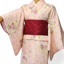 【レンタル】着物 レンタル 春秋冬用 レディース 袷 小紋 セット「Sサイズ」ピンク・桜 (1211)