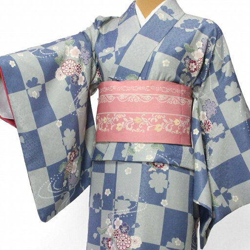 【レンタル】着物 レンタル 春秋冬用 レディース 袷 小紋 セット「Sサイズ」水色・市松・菊梅 (1227) 【レンタル】着物 レンタル 春秋冬用 レディース 袷 小紋 セット「Sサイズ」水色・市松・菊梅 (1227)