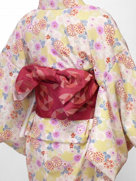 【レンタル】【着物 レンタル】〔キモノ/kimono〕レンタル着物 宅配セット「Sサイズ」菊尽くし Rumi(春秋冬用／女性用レディース袷) 着物レンタル/和服/和装/小紋 (1251)