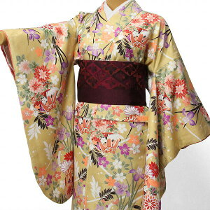 【レンタル】【振袖/レンタル】小振袖ベーシック・セット「Mサイズ」ベージュ・手まり・四季花 〔小振袖〕 (春秋冬用/女性用 レディース 袷) ふりそで レンタル (1320)格安セール