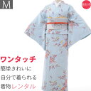 【レンタル】着物 レンタル 春秋冬用 レディース 袷 小紋 京袋帯 セット「Mサイズ」水色・南天 hiromichi nakano (1054a)