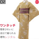 【レンタル】着物 レンタル 春秋冬用 レディース 袷 小紋 京袋帯 セット「XSサイズ」ひわ色・茶屋辻 夢見小路 (1137a)