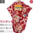 【レンタル】振袖 レンタル 成人式 「Sサイズ」赤 水引 流水 菊 桜 着付け 簡単 卒業式 結婚式 (1834a)