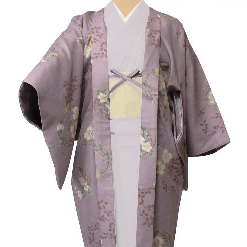 Haori - 【レンタル】羽織 レンタル（女性用・レディース）「フリーサイズ／Fサイズ」紫・花輪(着物・はおりレンタルオプション) (c709)