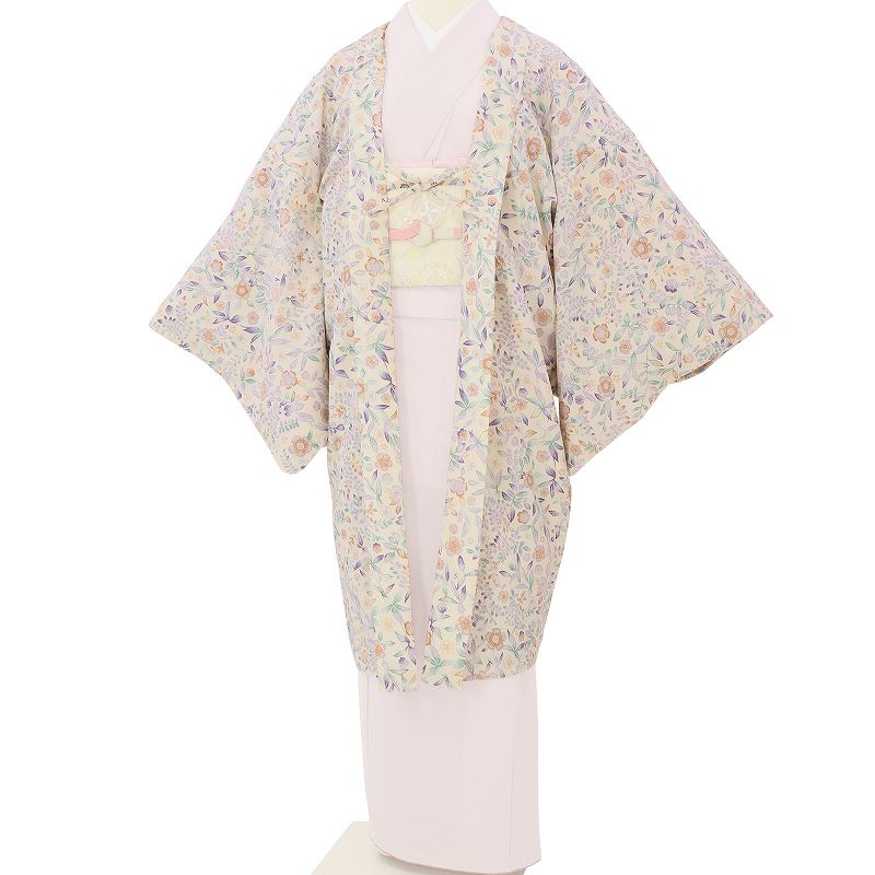 Rakuten - 【レンタル】羽織 レンタル オプション 白・淡草花文 フリーサイズ (c735)