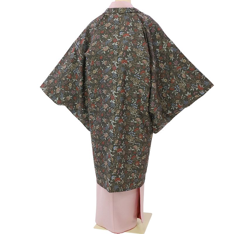 レンタル着物 みやこもんの【レンタル】羽織 レンタル オプション 濃グレー・唐花文 フリーサイズ (c747)｜アングル2