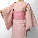 【レンタル】〔着物 レンタル〕単衣 レンタル(初夏・初秋用/女性用レディース単衣セット)「Mサイズ」ピンク・椿 (3001)