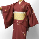 【レンタル】〔着物 レンタル〕単衣 レンタル(初夏・初秋用/女性用レディース単衣セット)「Sサイズ」赤・秋草 (3003)