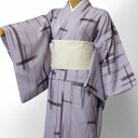 【レンタル】〔着物 レンタル〕単衣 レンタル(初夏・初秋用/女性用レディース単衣セット)「Sサイズ」うす紫・絣 (3007)