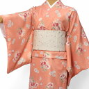 【レンタル】宅配レンタル 単衣着物セット「Sサイズ」RYOKO KIKUCHI 橙・胡蝶蘭(初夏・初秋用/女性用レディース単衣) (3073)