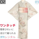 【レンタル】夏物 夏用 絽 訪問着 レンタル「XSサイズ」グレー ベージュ 四季花輪 着物 フルセット 簡単 ワンタッチ (4520a)