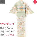 【レンタル】訪問着 レンタル 七五三 母 卒業式 入学式 お宮参り「Lサイズ」淡緑 菊 松 星七宝 フルセット ワンタッチ 簡単 (2443a)