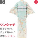 【レンタル】訪問着 レンタル 七五三 母 卒業式 入学式 お宮参り「Sサイズ」水色 桜づくし 花菱 フルセット ワンタッチ 簡単 (2456a)