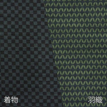 【レンタル】着物 レンタル 七五三 父 パパ「XLサイズ」濃紺市松・緑長七宝・紬 (春秋冬用/男性用 メンズ 袷) 和服 (8124)