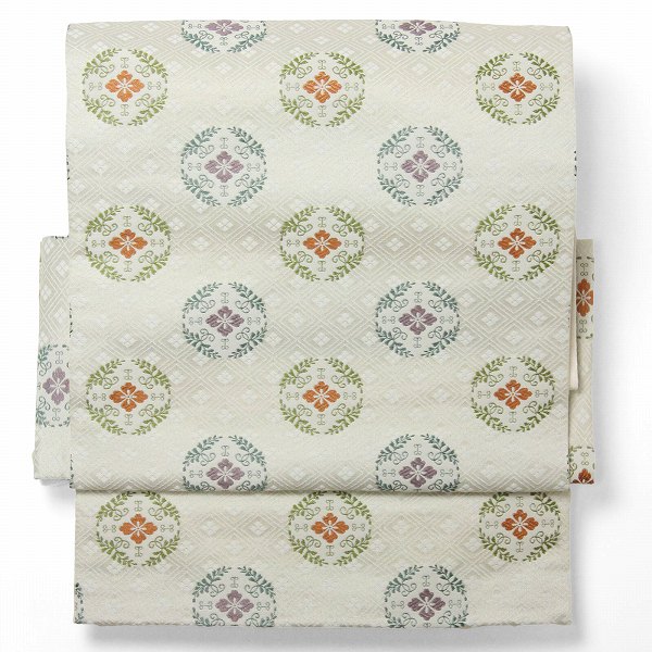 【レンタル】京袋帯 レンタル アップグレード【帯揚げ・帯締め・セット】白・浮線綾丸文〔着物レンタル オプション〕〔お太鼓〕〔宅配レンタル〕(春秋冬用／女性用レディース)【返却送料無料】