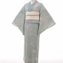 【レンタル】着物 レンタル 夏物 名古屋帯 セット(夏用・薄物・紗紬 レディース)「Mサイズ」緑・露草 (ワンタッチ 式) (4006a)