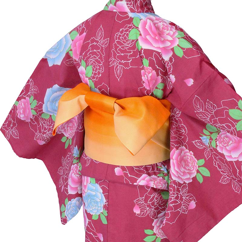 【レンタル】浴衣 レンタル/浴衣 セット 「Mサイズ」赤 バラ レトロ 夏祭り 花火大会 (5210)