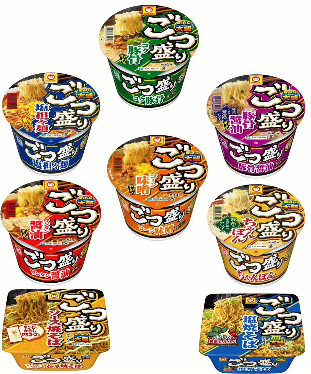 【カップ麵Re】【腹ペコ男子も大満足！大盛カップ麺の決定版！】マルちゃん ごつ盛り カップ麺(ちゃんぽん 味噌 醤油 豚骨 担々麺) 焼きそば(ソース焼きそば 塩ヤキソバ) 24個セット 関東圏 送料無料