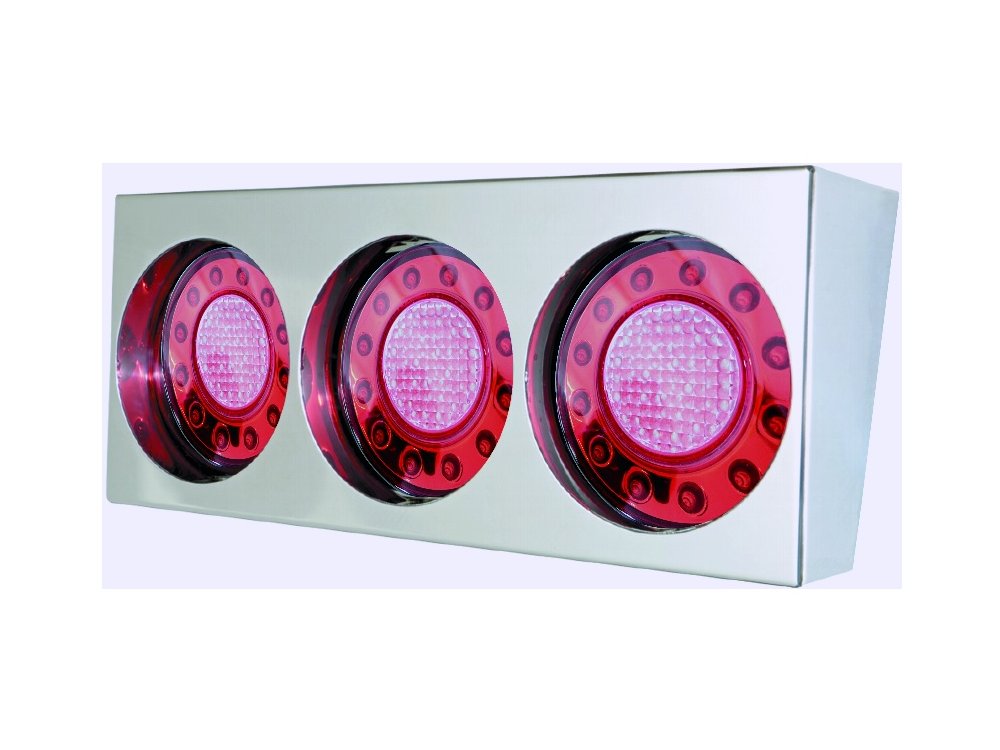 LED丸型3連テールランプ小型　奥付けタイプ左右セット525698