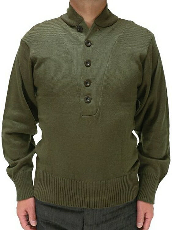 訳あり 難あり ROTHCO 5ボタン ヘンリーネック セーター オリーブ OD アメリカ軍 G.I. メンズ ミリタリー