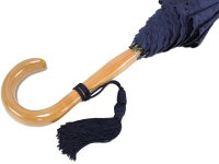 【受注組立】皇室御用達前原光榮商店レトロな大柄刺繍のショートパラソル(ネイビー)長日傘UVカット加工【_包装】