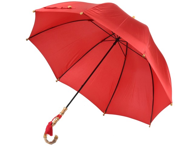 傘 レディース 長傘 ワカオ バードゲージ 深張り 雨傘 バンブーハンドル 8本骨 レッド 日本製 親骨60cm おしゃれ 寒竹 手元 Tokyo Made WAKAO 婦人 女 送料無料