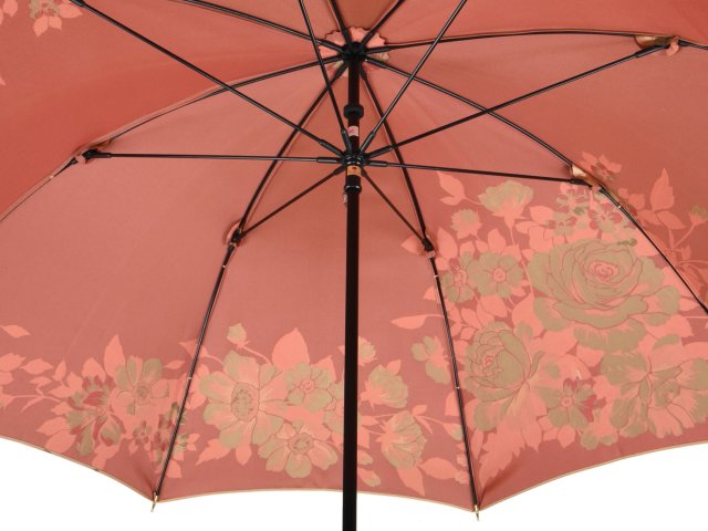 傘 レディース 長傘 槙田商店 ジャガード 8本骨 雨傘 絵おり 大薔薇 おおばら ベージュ 甲州織 UVカット加工 日本製 女