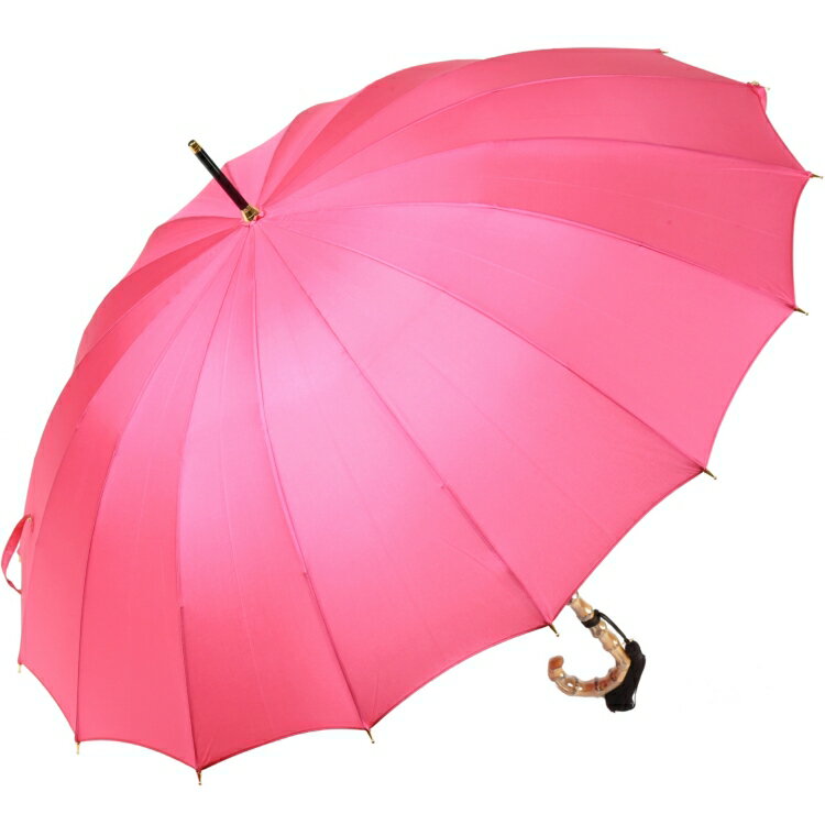傘 レディース 長傘 前原光榮商店 カーボン 16本骨 雨傘 TRAD-16-Carbon フューシャ 軽量 無地 親骨55cm 前原傘 匠 皇室御用達前原光栄商店ブランド かさ 女 送料無料のサムネイル